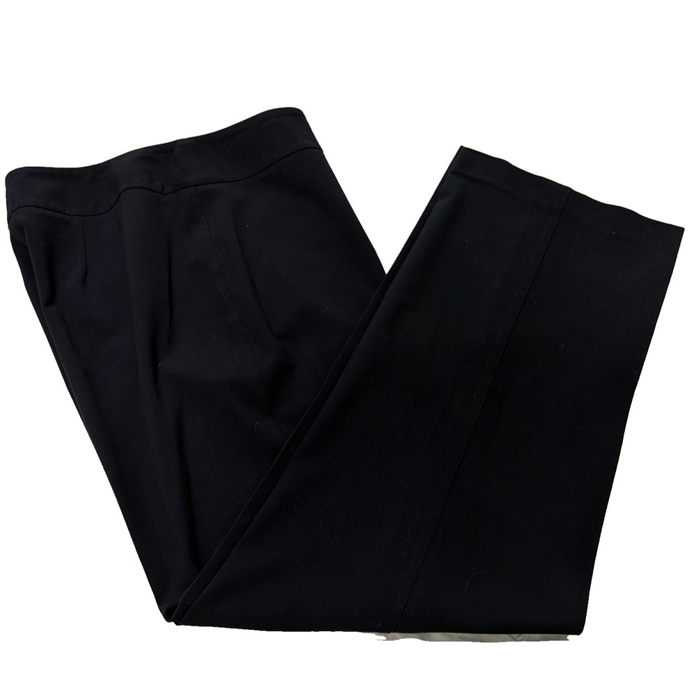 Chicos Pants 2 US L 12 Black Stretch‎ Flat Front Straight Leg Pockets Office
